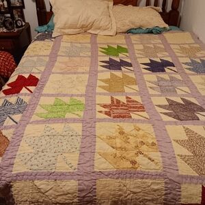 Vintage Handmade Quilt Twin Size Multicolor Patterns